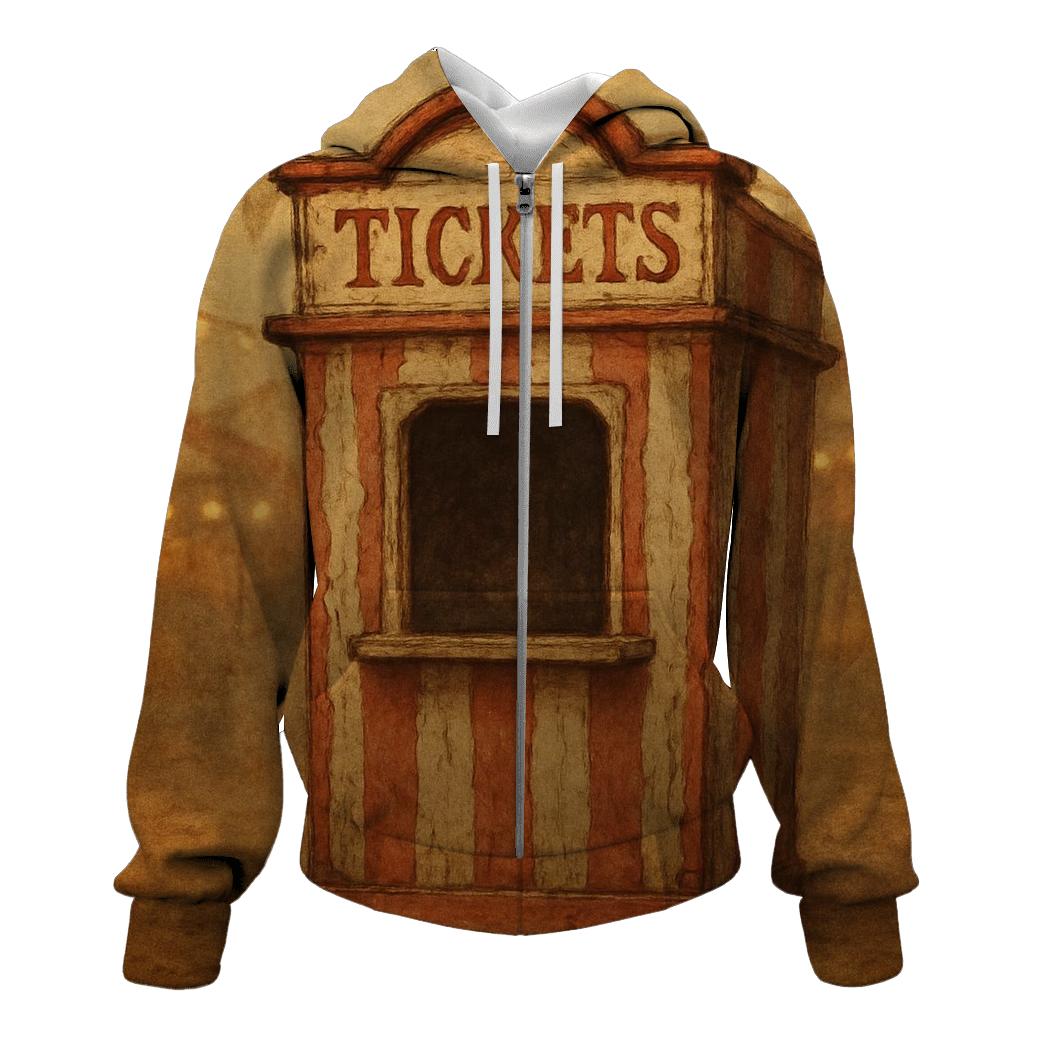 Old Carnival Ticket Booth Illustration custom hoodies