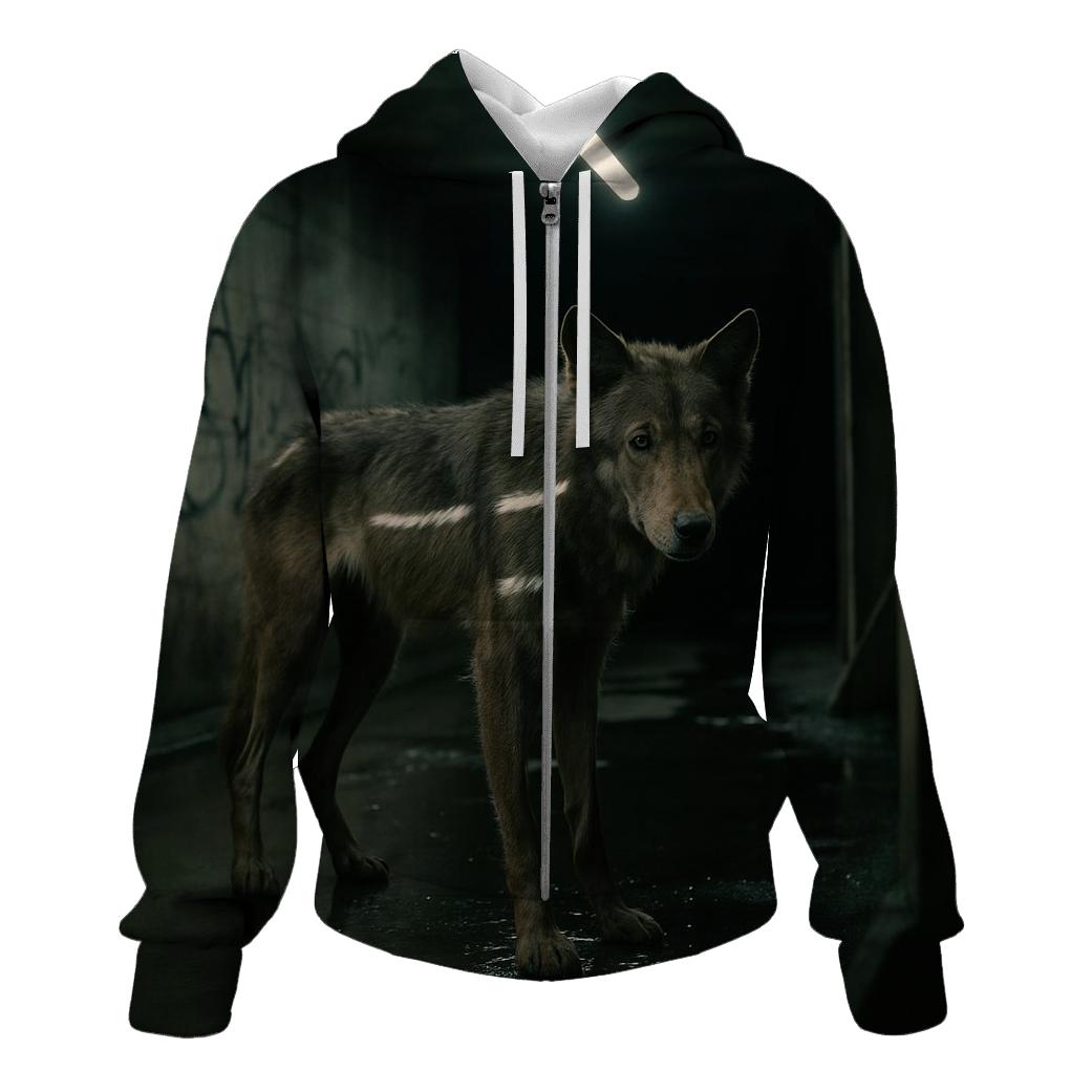 Subway Tunnel Stray Wolf Encounter graphic hoodies
