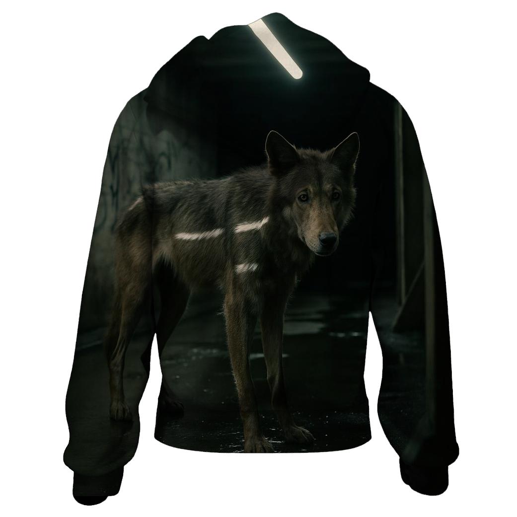 Subway Tunnel Stray Wolf Encounter graphic hoodies