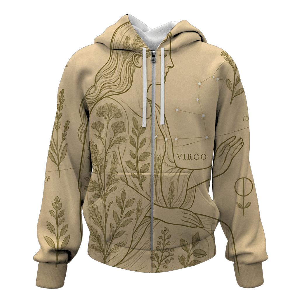 Virgo Celestial Herbarium Chart printed hoodies
