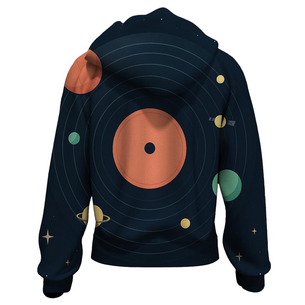 Cosmic Vinyl Orbit zip-up hoodies