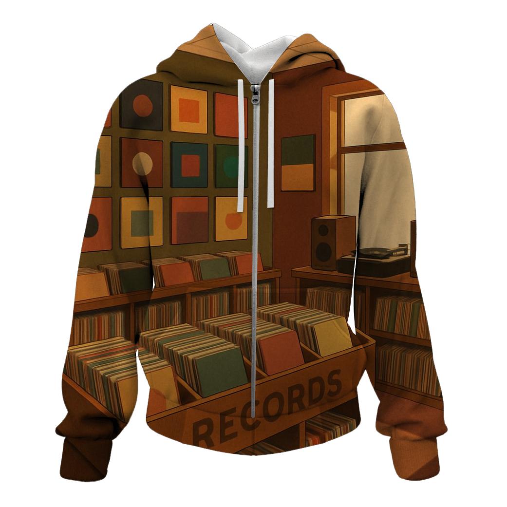 Analog Record Store Afternoon zip-up hoodies