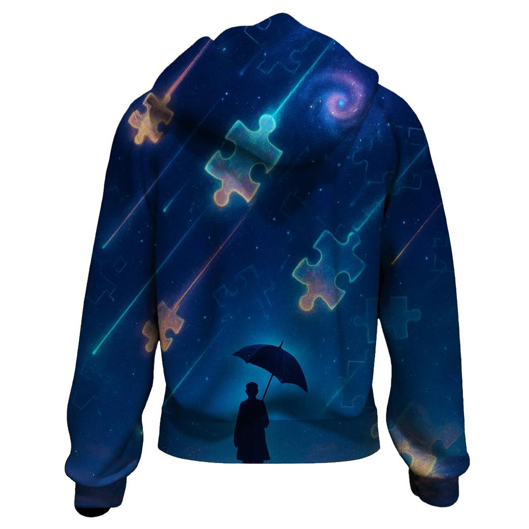 Puzzle Piece Meteor Shower printed hoodies