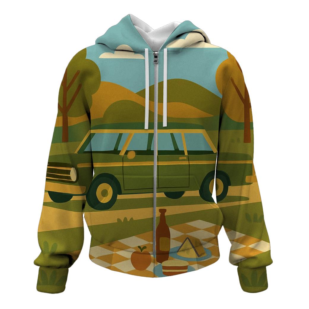 Station Wagon Picnic Stop graphic hoodies