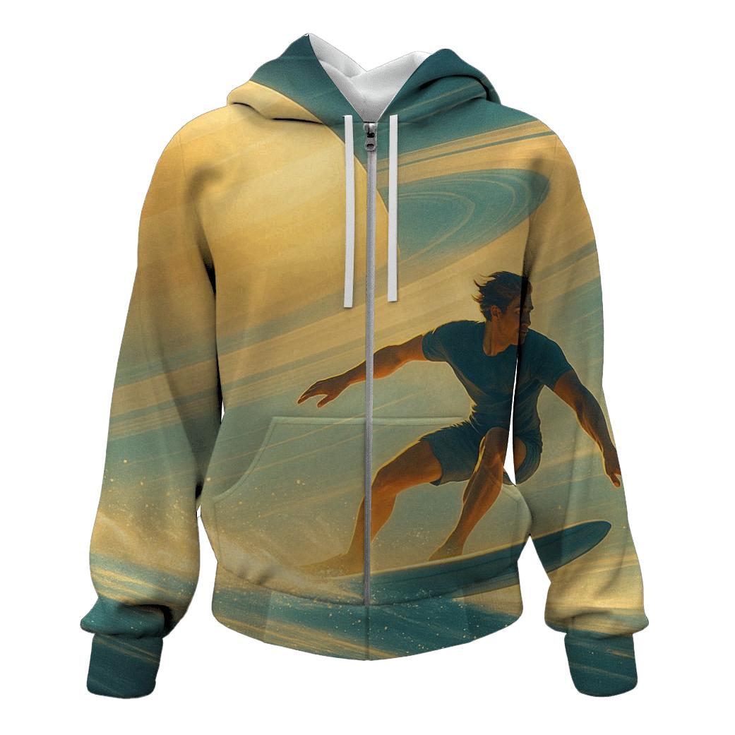 Saturn Rings Surfing printed hoodies
