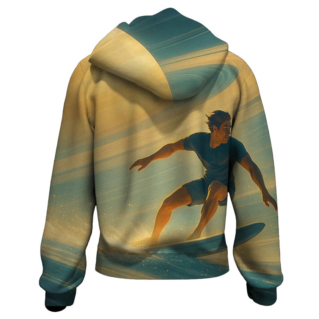 Saturn Rings Surfing printed hoodies