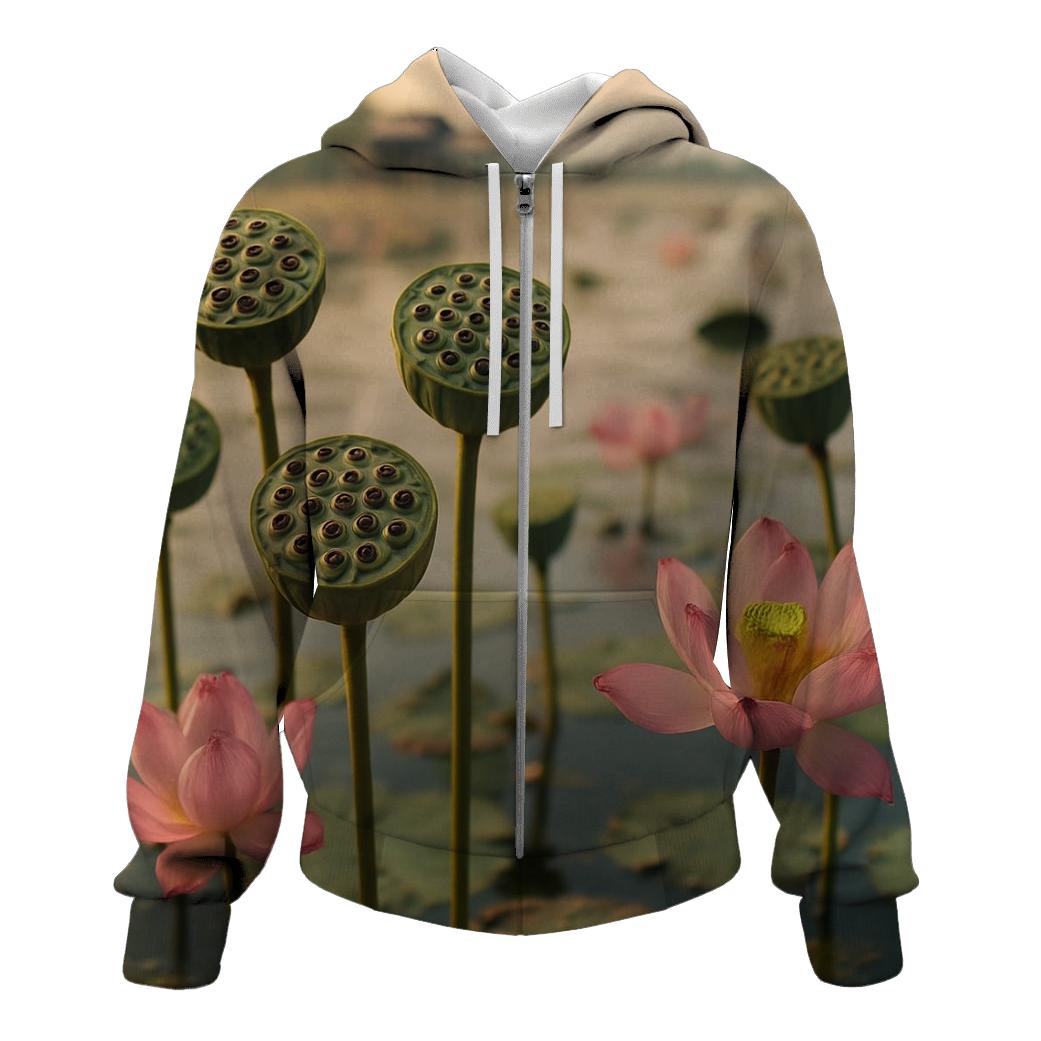 Lotus Seed Harvest On A Calm Lake hoodie styles