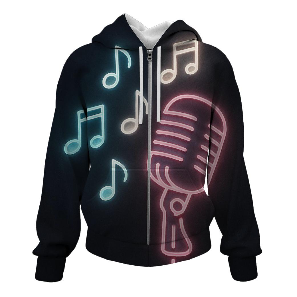 Soft Metallic Neon Sign Notes hoodie trends