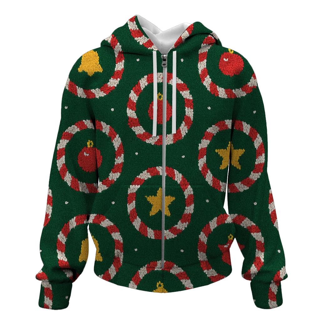 Candy Cane Carousel Rings Design embroidered hoodies