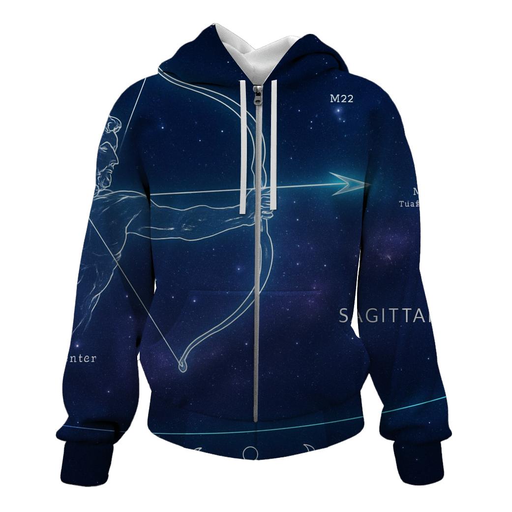 Sagittarius Celestial Archer Trajectory Map heavyweight hoodies