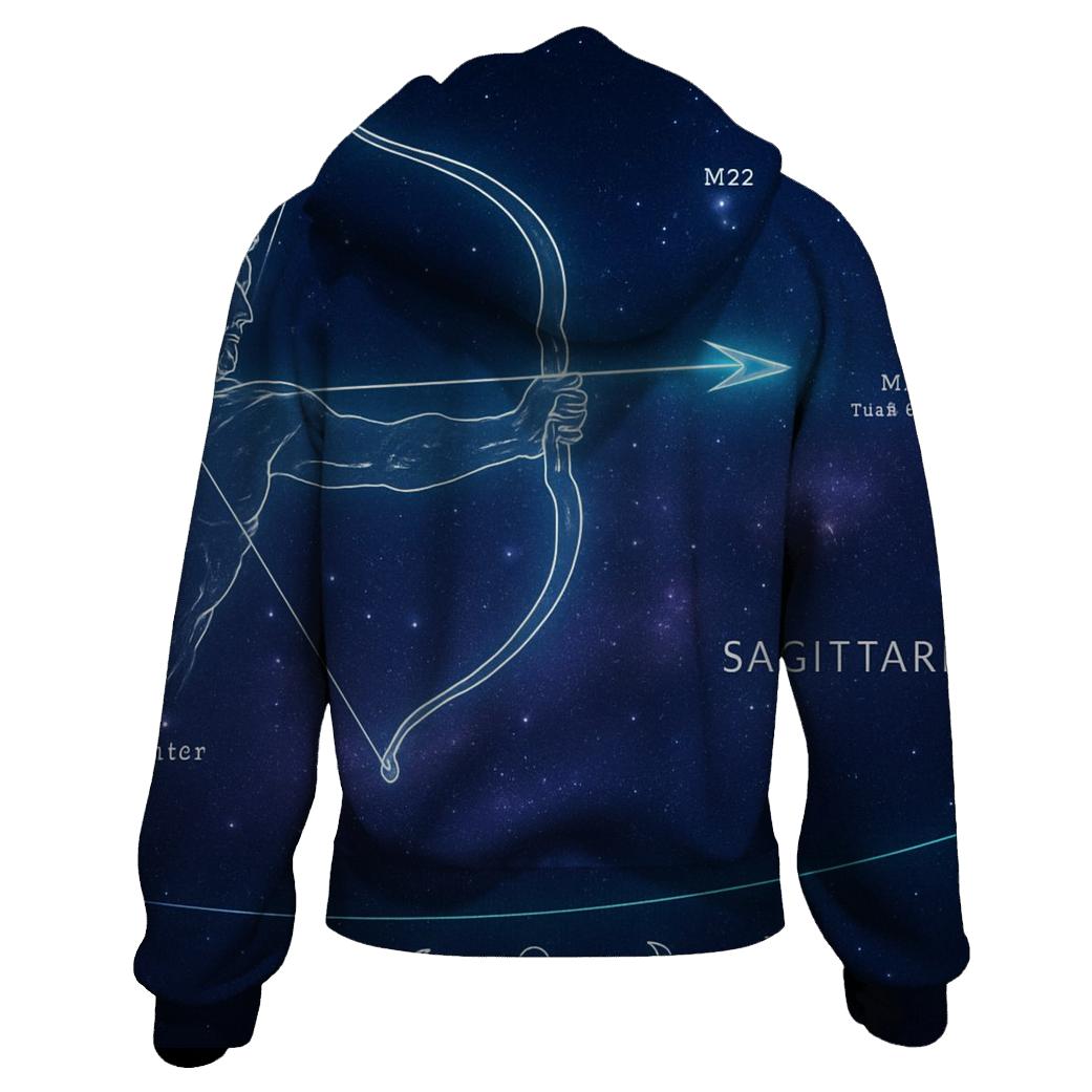 Sagittarius Celestial Archer Trajectory Map heavyweight hoodies