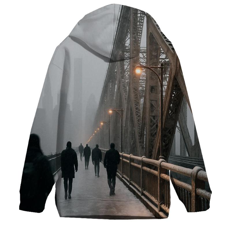 Winter Commute Over Queensboro Bridge hoodie styles