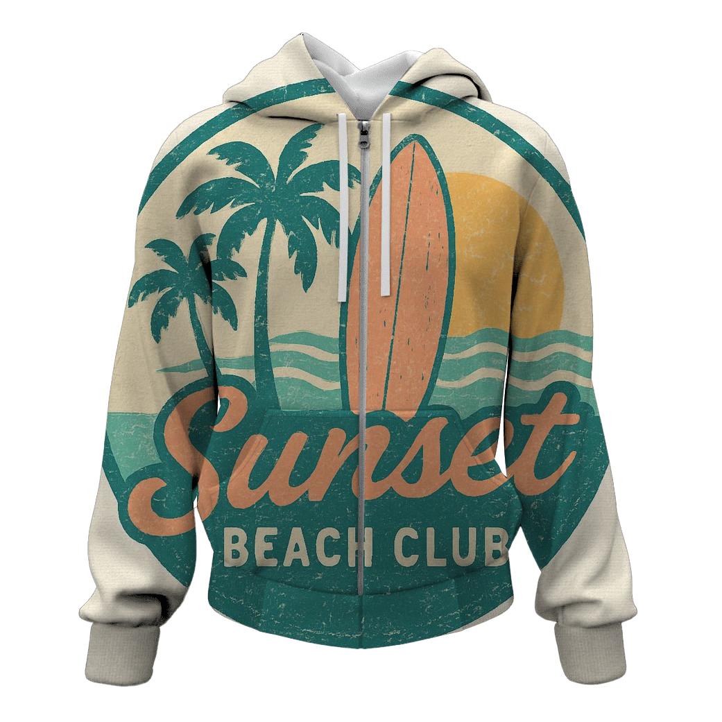 Retro Beach Club Summer Badge lightweight hoodies