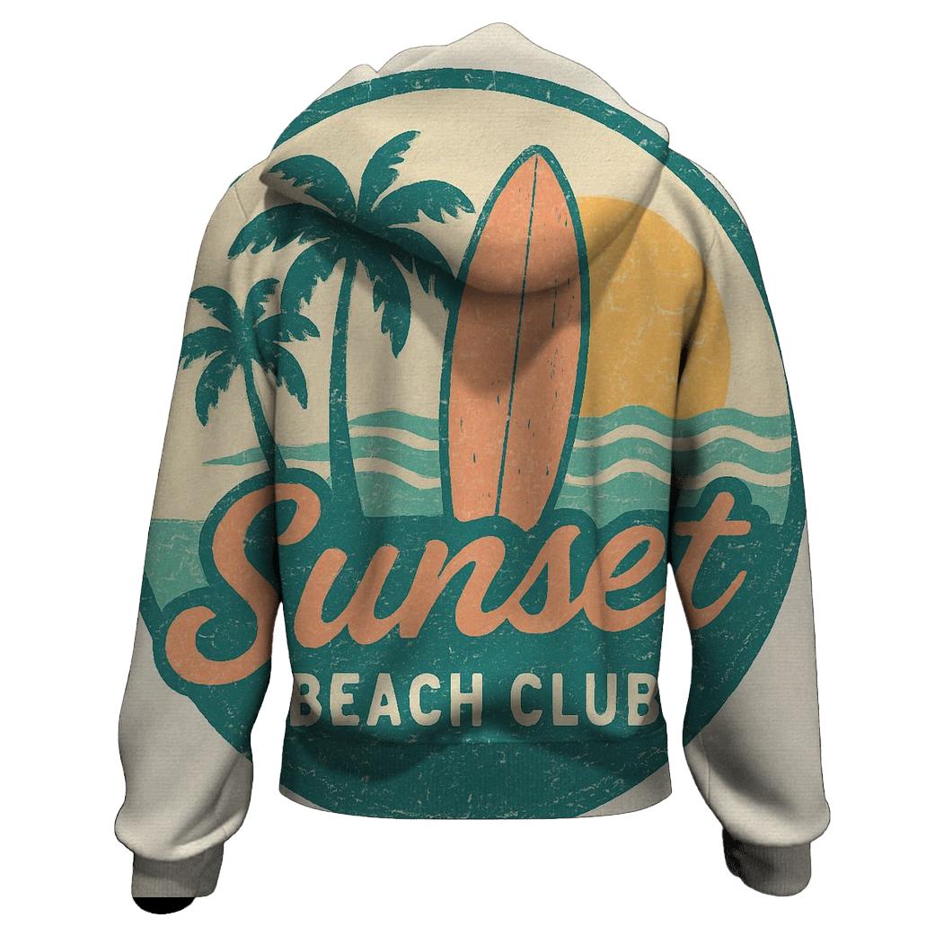 Retro Beach Club Summer Badge lightweight hoodies