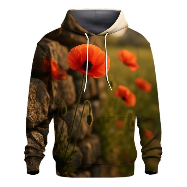 Wild Poppies Beside An Old Stone Wall hoodies fashion