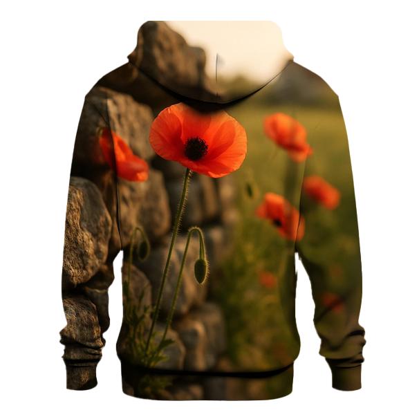 Wild Poppies Beside An Old Stone Wall hoodies fashion
