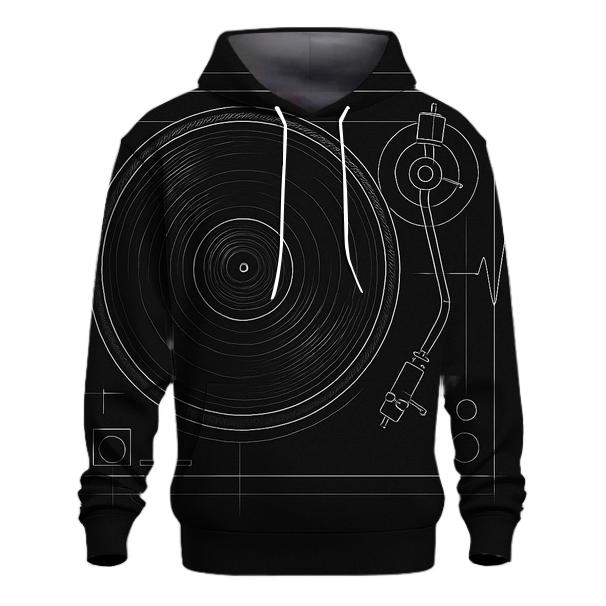 Monochrome Turntable Blueprint embroidered hoodies