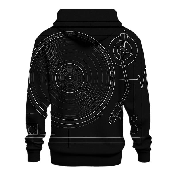 Monochrome Turntable Blueprint embroidered hoodies