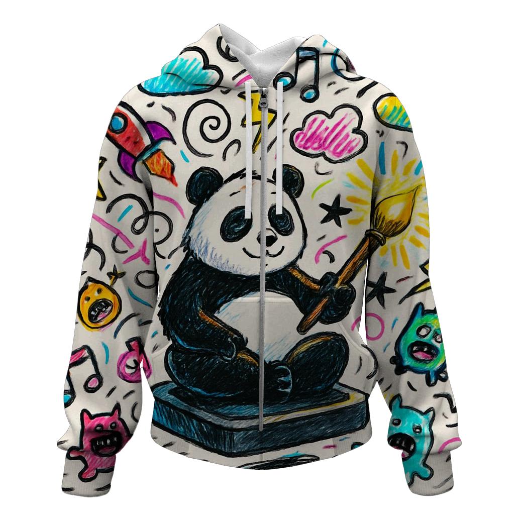 Scribble Summoner Panda heavyweight hoodies