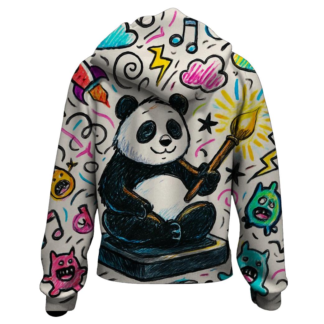 Scribble Summoner Panda heavyweight hoodies
