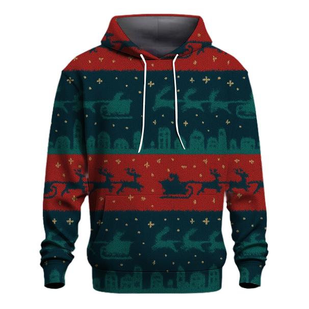Santa Sleigh Skyline Stripes Design hoodie trends