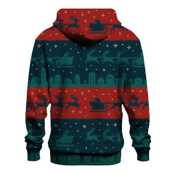 Santa Sleigh Skyline Stripes Design hoodie trends