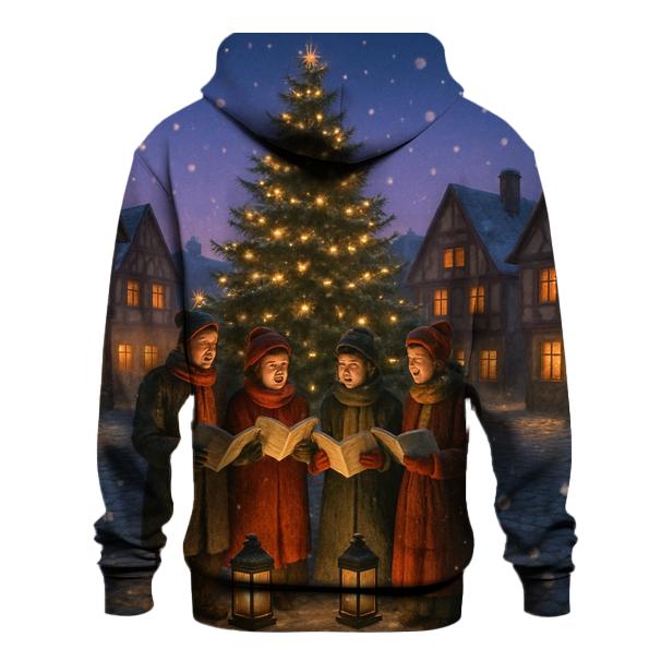 Snowy Village Carolers At Dusk lightweight hoodies