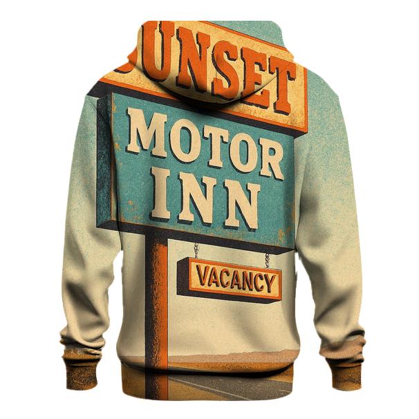 Seventies Road Trip Motel Sign heavyweight hoodies