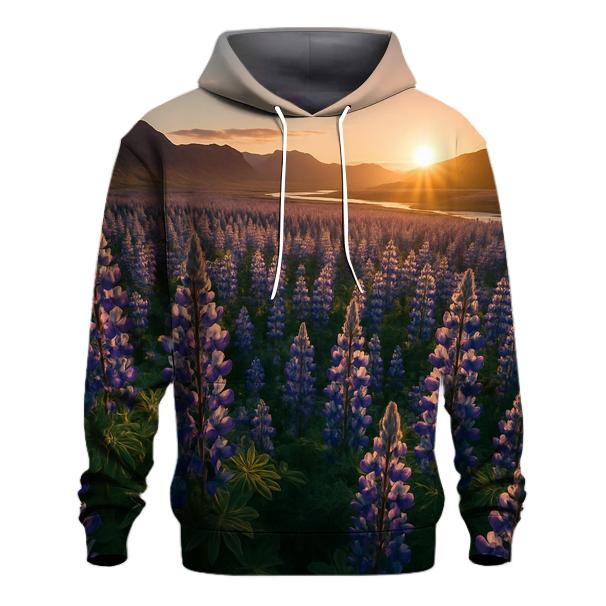 Icelandic Lupines Under Midnight Sun pullover hoodies