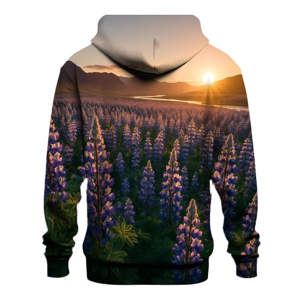 Icelandic Lupines Under Midnight Sun pullover hoodies