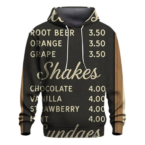 Vintage Soda Fountain Menu Board pullover hoodies
