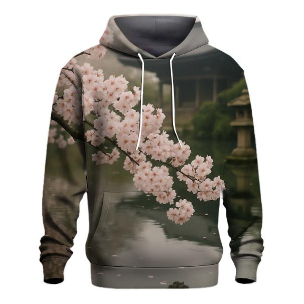 Cherry Blossoms Reflected In Temple Pond pullover hoodies