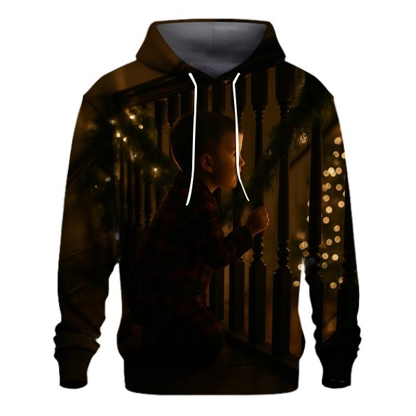 Child Waiting For Santa Upstairs Landing lightweight hoodies