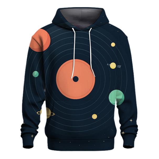 Cosmic Vinyl Orbit printed hoodies