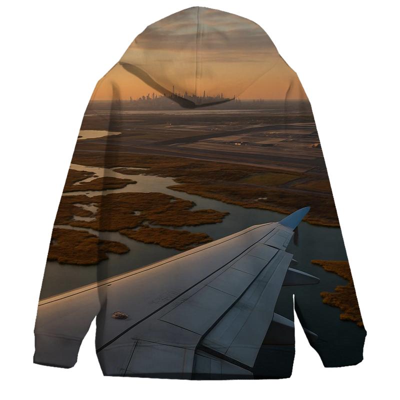 Aerial Approach Over Jamaica Bay Skyline Distant heavyweight hoodies