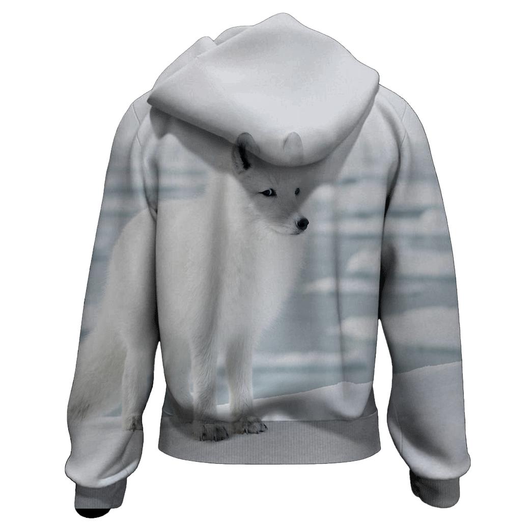 Glacial Edge Gaze Arctic Fox zip-up hoodies