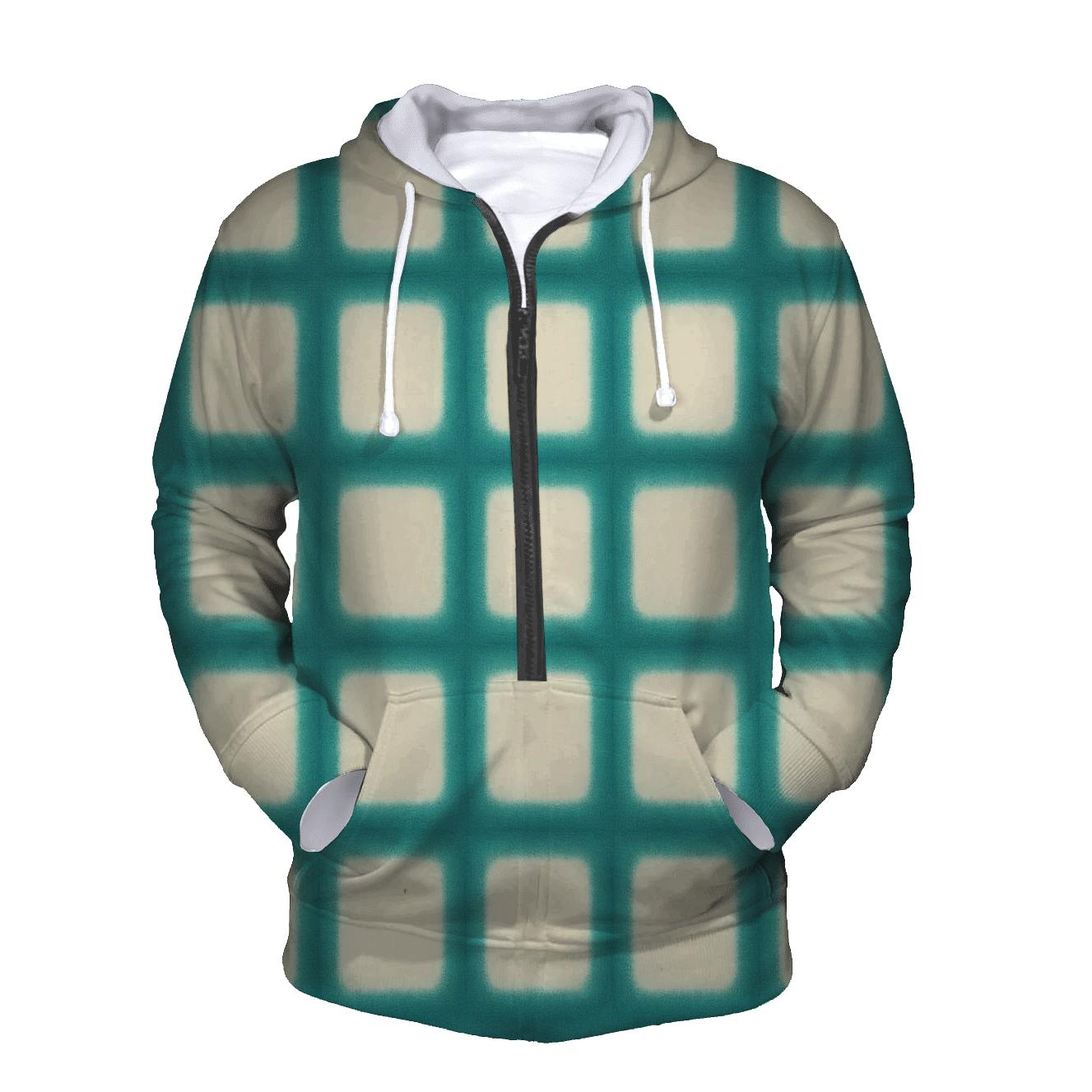 Teal Itajime Lantern Grid heavyweight hoodies