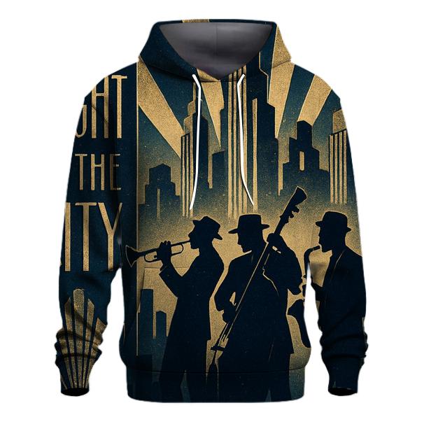 Art Deco City Jazz Night Poster heavyweight hoodies