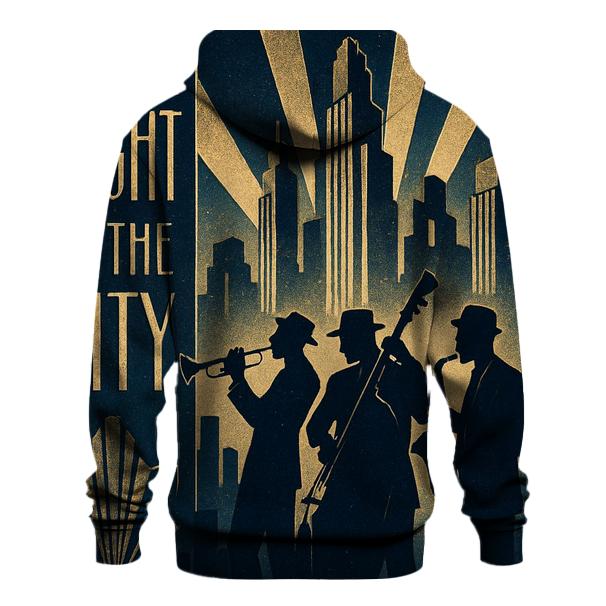 Art Deco City Jazz Night Poster heavyweight hoodies