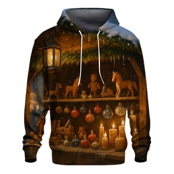 Old World Christmas Market Stall printed hoodies