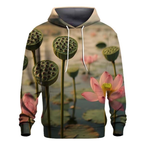 Lotus Seed Harvest On A Calm Lake zip-up hoodies