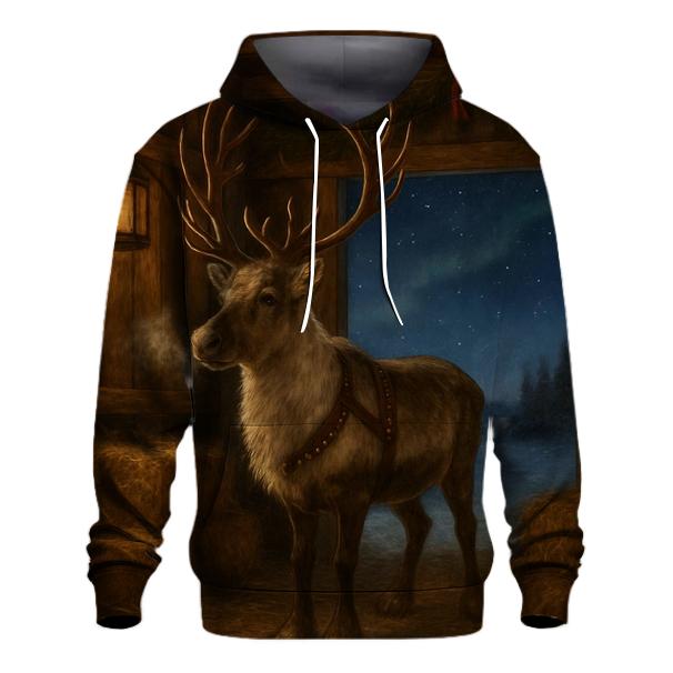 Reindeer Stable On Christmas Night lightweight hoodies