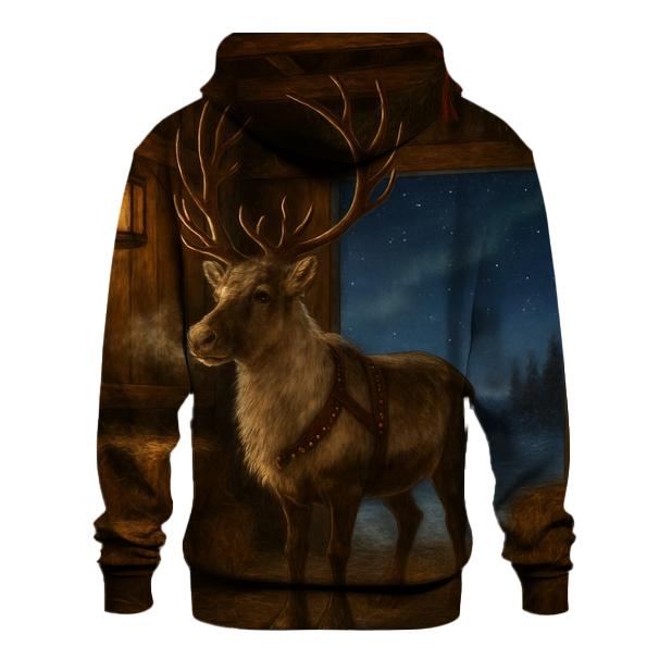 Reindeer Stable On Christmas Night lightweight hoodies