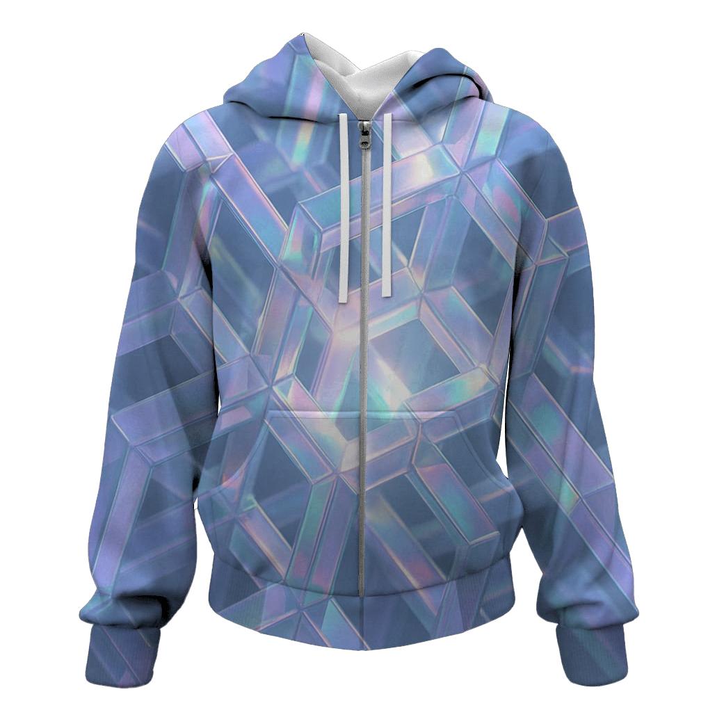 Iridescent Crystal Lattice zip-up hoodies