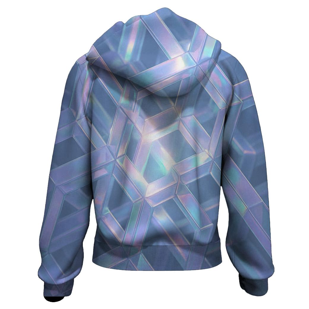 Iridescent Crystal Lattice zip-up hoodies