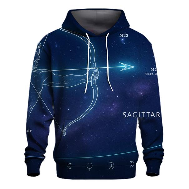 Sagittarius Celestial Archer Trajectory Map embroidered hoodies