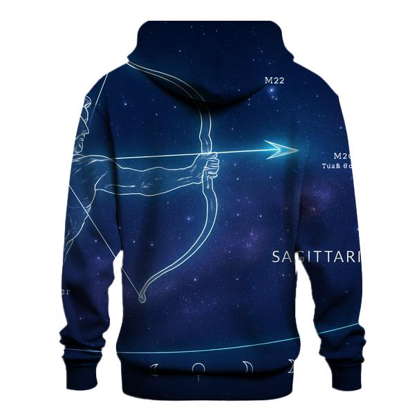 Sagittarius Celestial Archer Trajectory Map embroidered hoodies