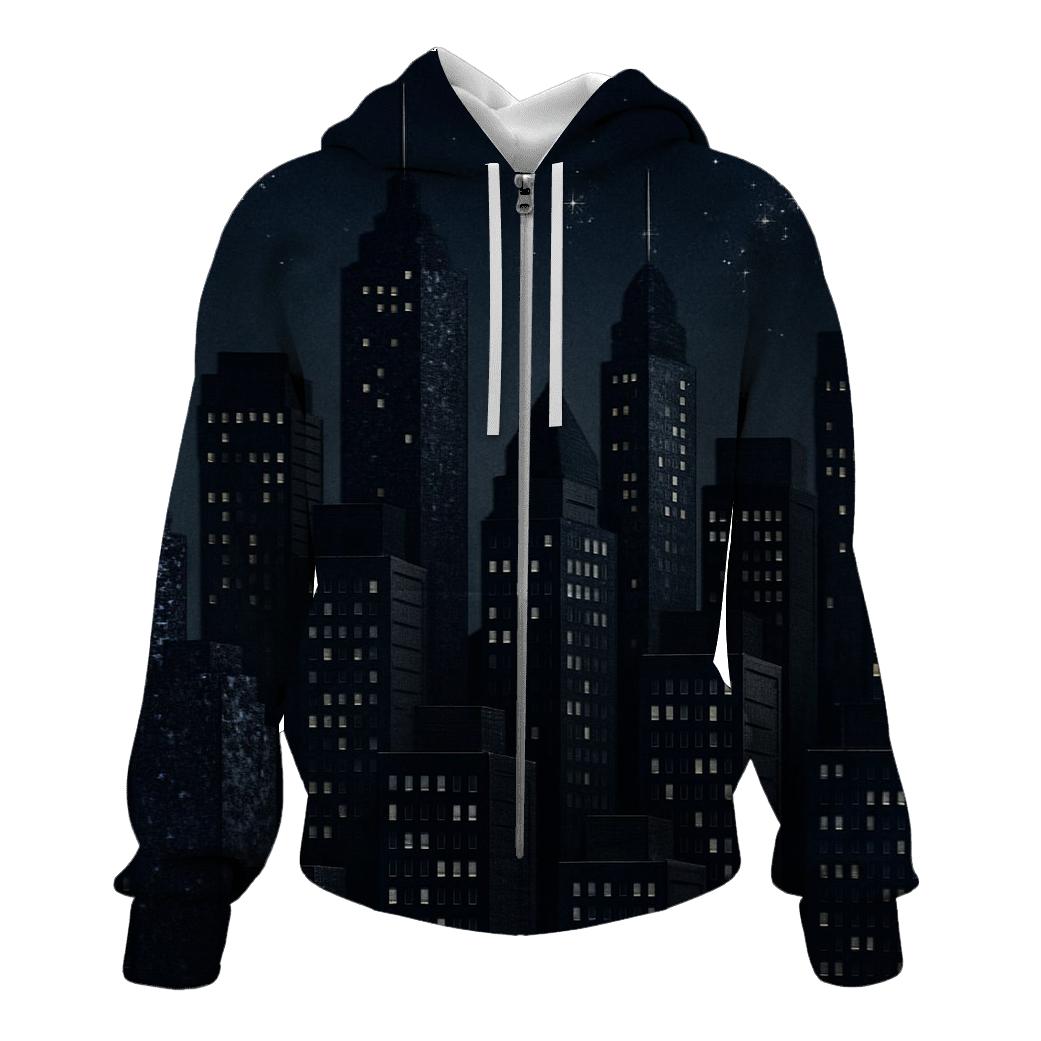 Midnight Sequin Skyline printed hoodies