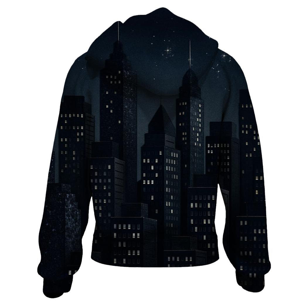 Midnight Sequin Skyline printed hoodies