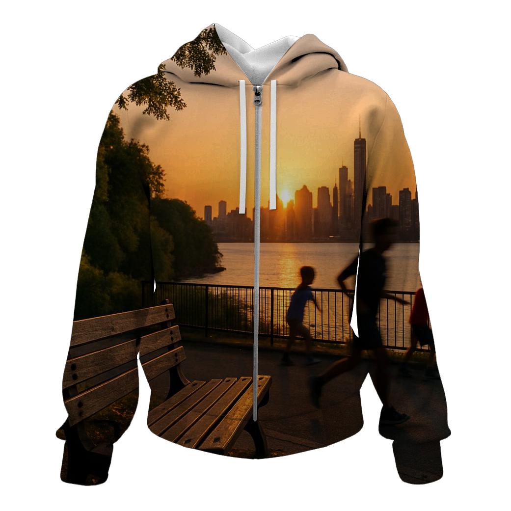 Harlem Riverside Sunset Skyline premium hoodies